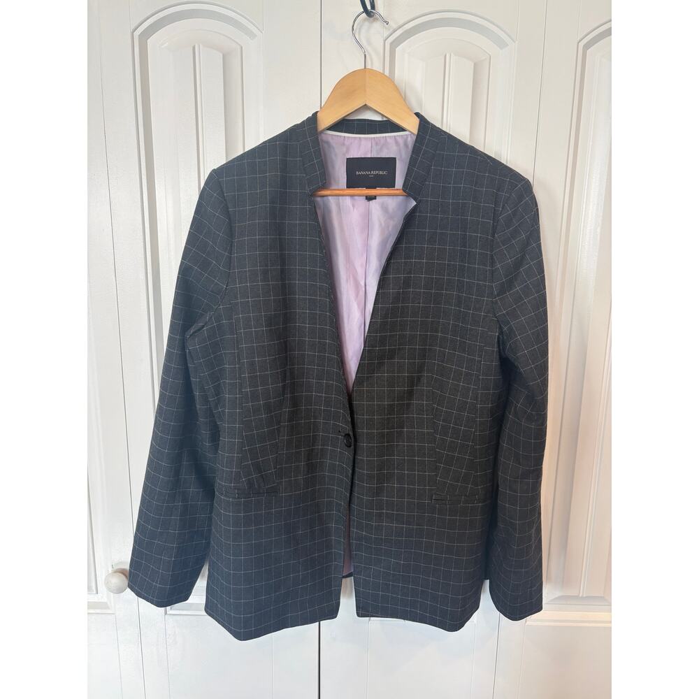 Banana Republic Gray Plaid Blazer Size 14